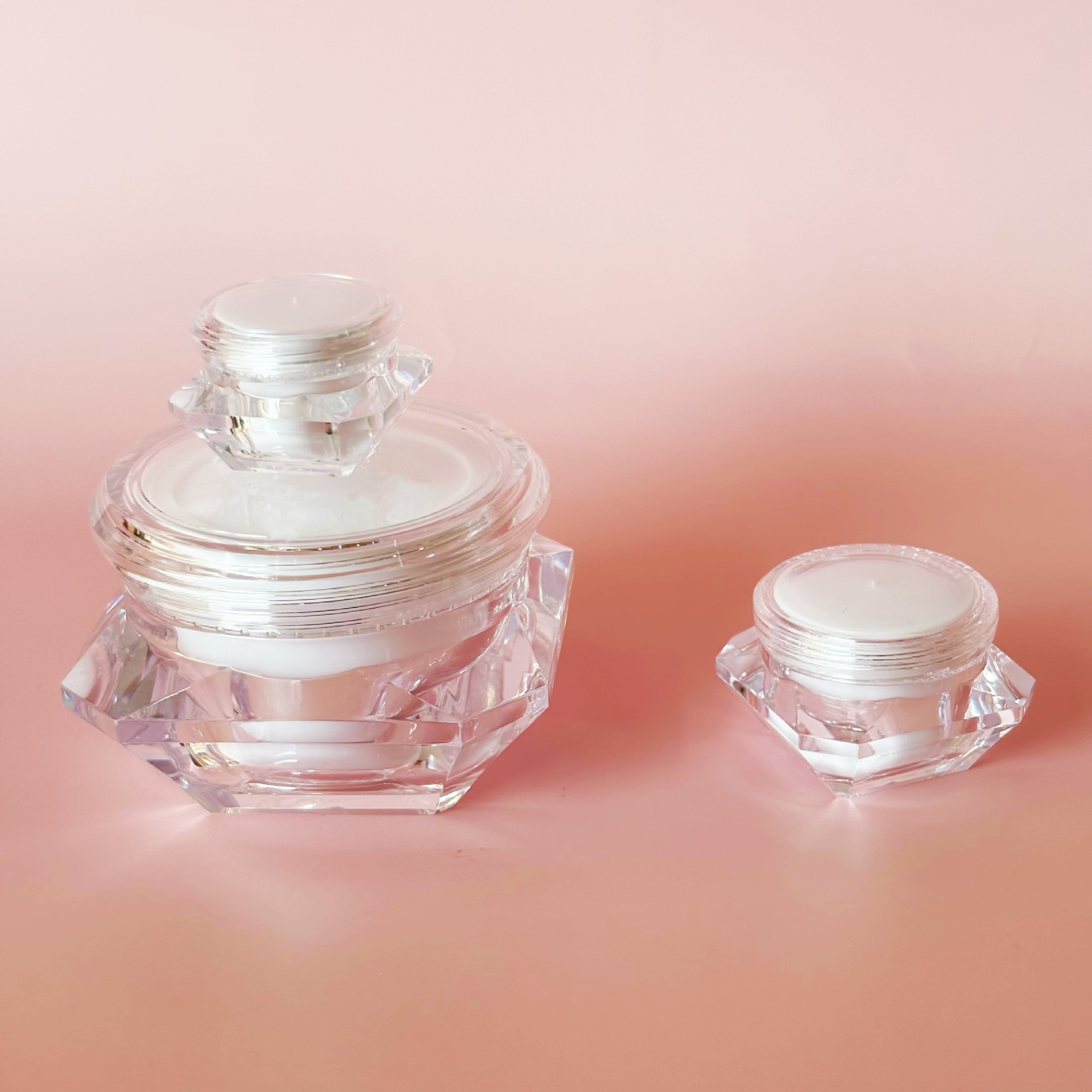 5g10g膏霜化妆品试用装瓶钻石面霜瓶透明白色小样礼品小样分装瓶