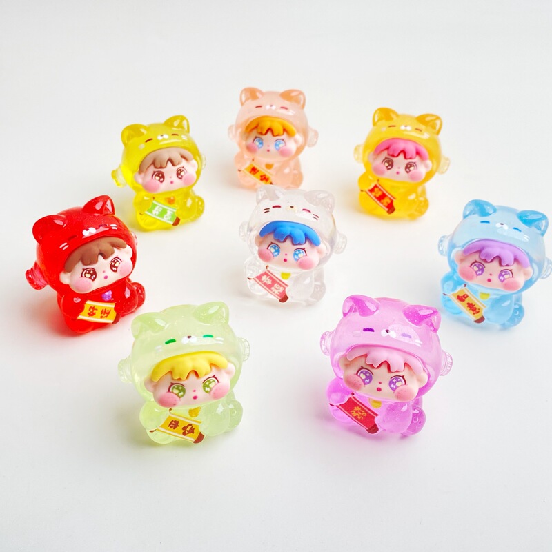 新登場の透き通るような招き猫の女の子 レジン製のかわいい漫画風置物 ライブ配信用ブラインドボックスフィギュア DIY卸売|undefined