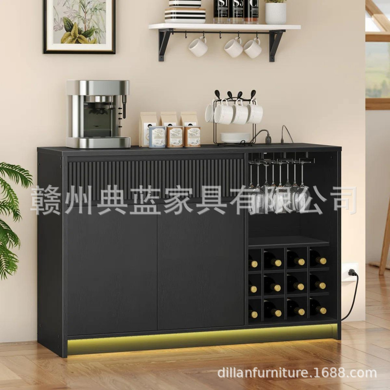 Brand New Coffee Bar Cabinet, Wine Rack Cabinet, Bar Storage Sideboard with Led Lights and Charging Station