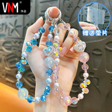 轻奢高级感手机链精致爱心水晶挂链钥匙扣包包挂件汽车钥匙链批发