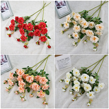 跨境仿真绿植7头冰山月季蔷薇花 婚庆拱门装饰假花 手捧花 人造花