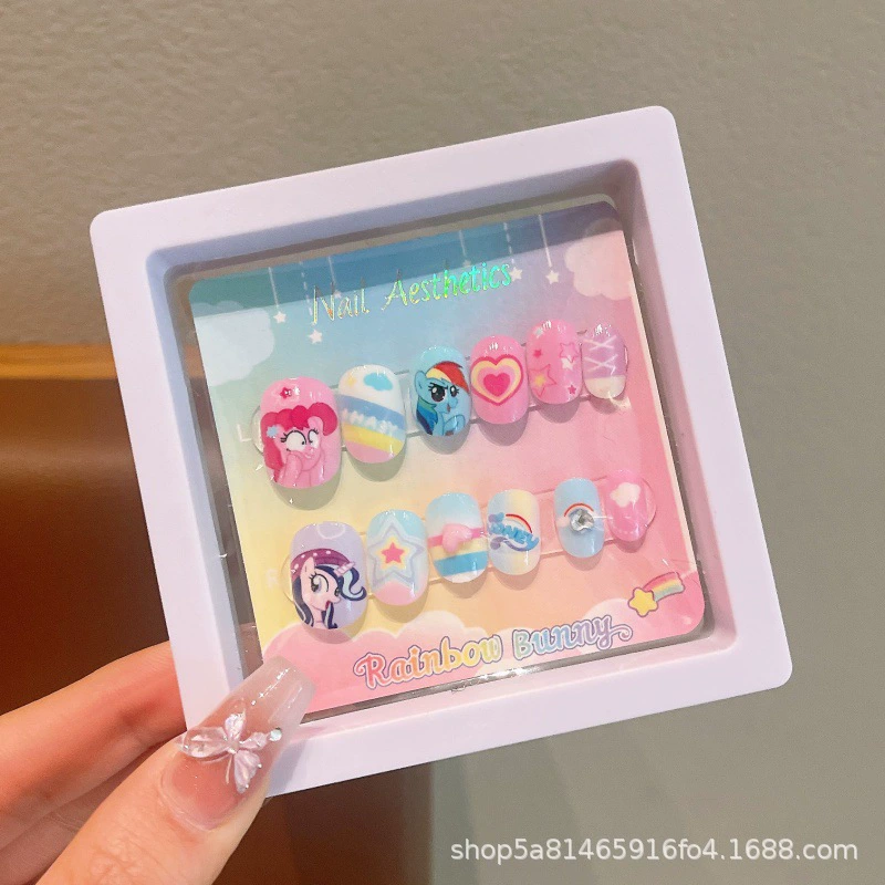 Sanrio, детские 3D-наклейки для ногтей, милые съемные мультяшные искусственные ногти