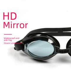 Swimming Goggles High Definition Waterproof Anti-Fog Swimming Goggles for Men and Women Large Frame Electroplated Strap Earplugs Goggles with Cap No Nearsightedness