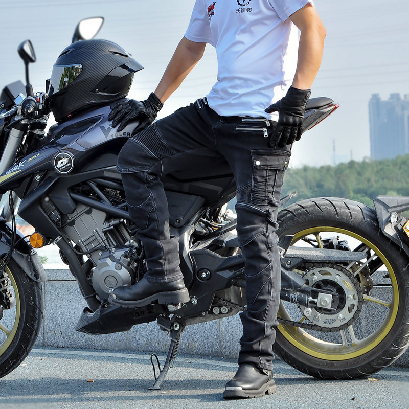 LOONG BIKER motocicleta pantalones vaqueros de los hombres de la motocicleta pantalones de montar pantalones de invierno forro polar caliente Racing anti-caída Pantalones