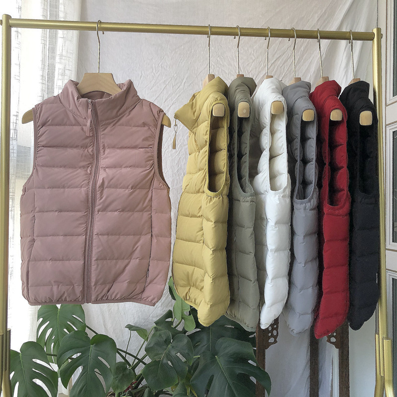 Seamless one-piece woven separation! 90 white duck down! Women's standing collar light down vest vest portable vest