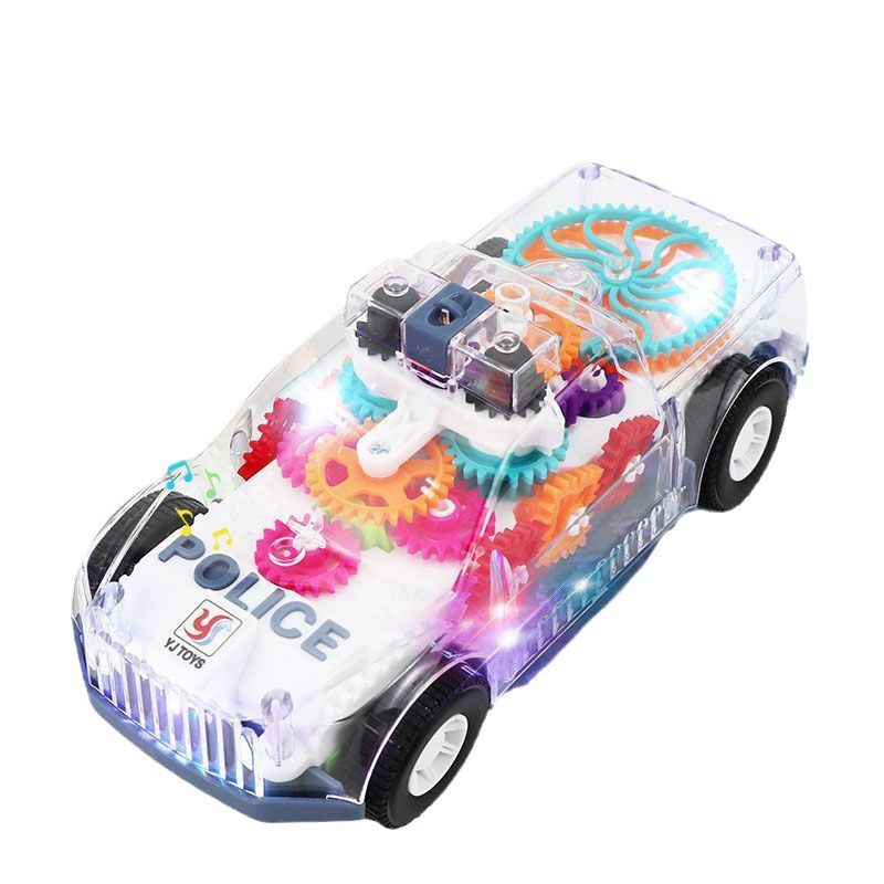El mismo engranaje transparente para niños, coche de policía, 1 - 2 años de edad, 3 bebés resistentes a la caída, coche de juguetes de rompecabezas
