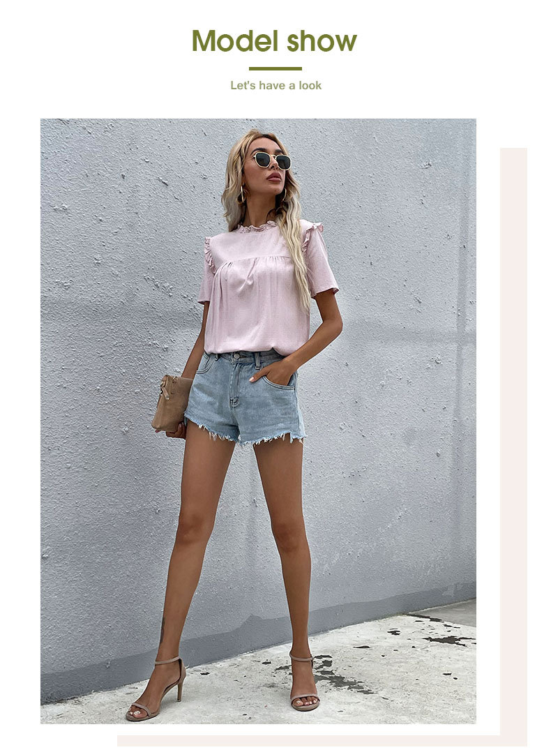 Pink Short-Sleeved Round Neck T-Shirt NSYYF107042