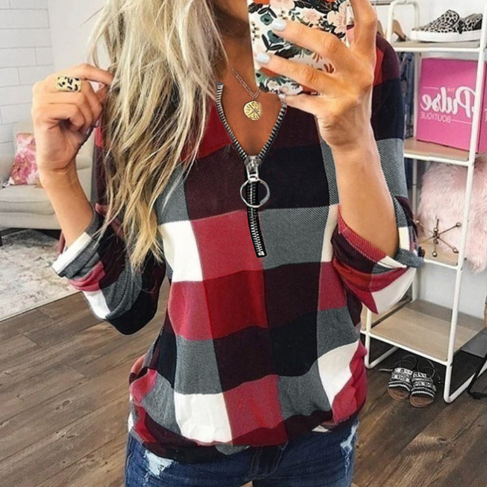 Women's Blouse Long Sleeve Blouses Printing Chain Casual Plaid display picture 1