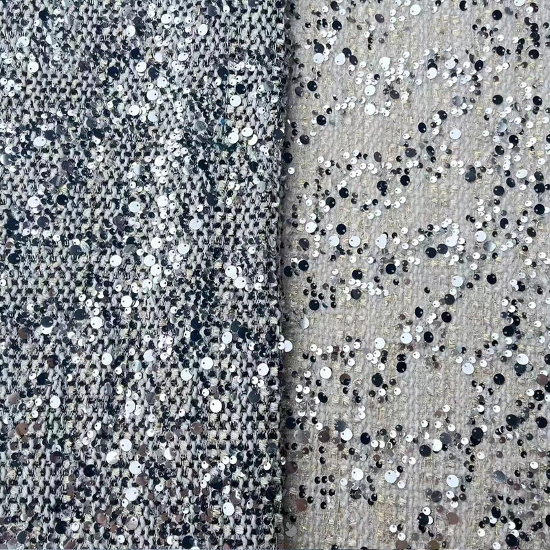 New Tweed Chanel-Style Sequin Embroidered Fabric for Autumn and Winter Fashion Women's Coats and Bags, New Autumn and Winter Collection