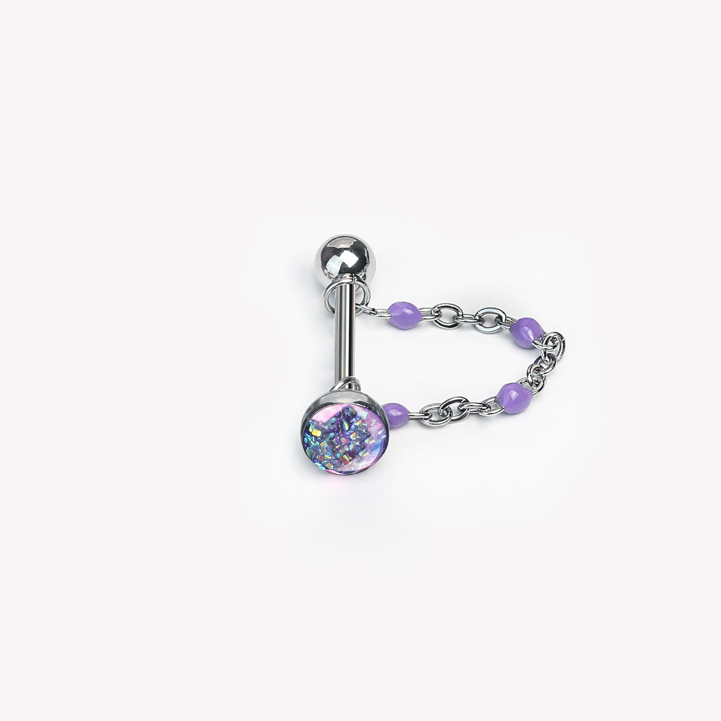 Green Diamond-Studded Chain Tongue Ring, Removable Sparkling Barbell, Hot Girl Style Sweet and Cool Piercing Jewelry, Wholesale detail image 9
