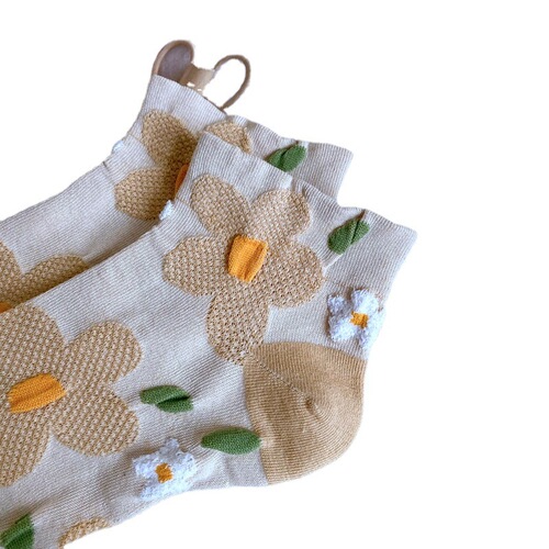 Zhuji Japanese socks for women Korean summer short-tube thin sweat-absorbent socks cute Hyuna style flower casual trendy socks