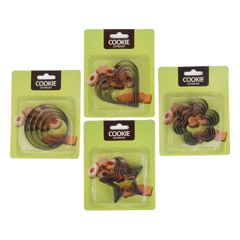 Набор из 5 предметов для печенья Сердце Звезда Цветок Круглая фигурка Форма для резки печенья из нержавеющей стали Вафельное печенье Форма для печенья