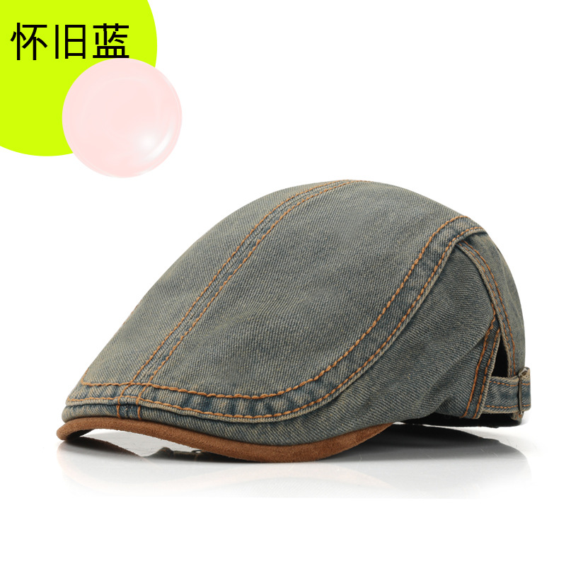 Hombres y mujeres de moda vaquero lavar boina vintage gorra de pato Amazon gorra de peluche transfronteriza gorra de color contrastante image 9