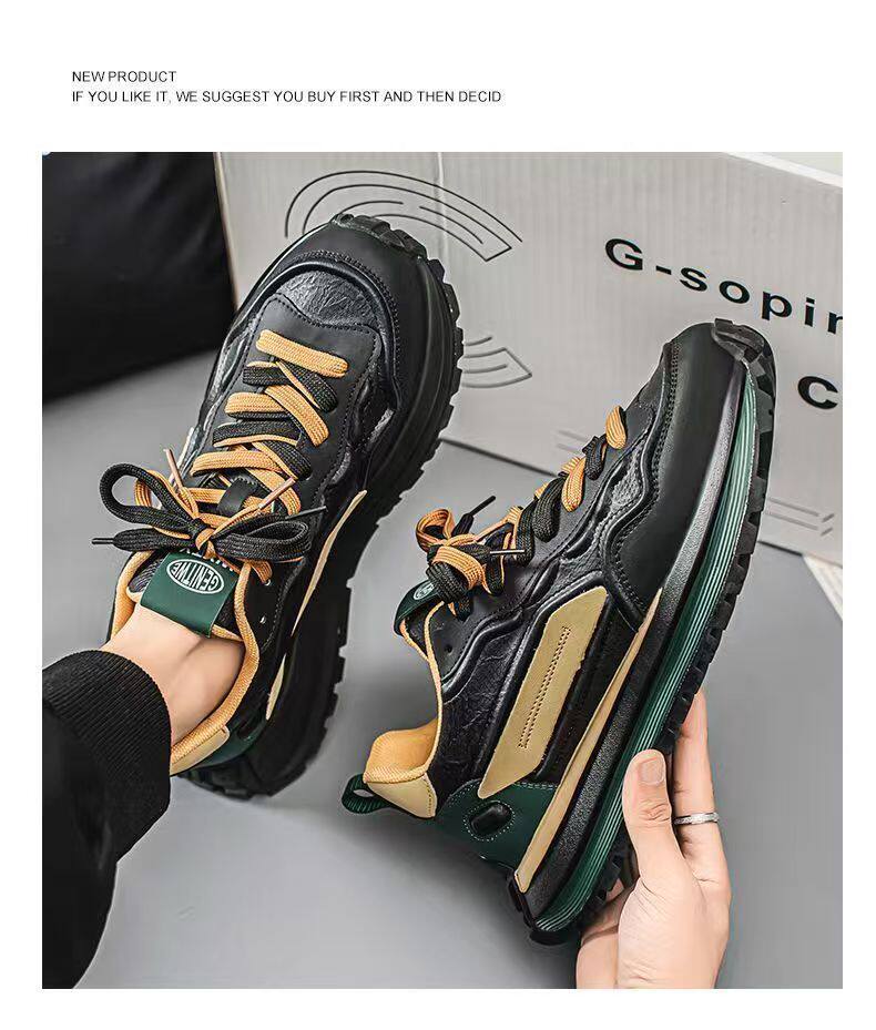 Giày thể thao nam đế dày tăng chiều cao, sneaker phối màu trơn, gót thấp 1–3 cm — C965 Kaki, C965 màu đen, C965 trắng chi tiết 22
