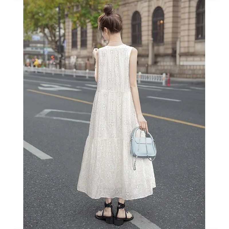 2025年新作夏服、フレンチスタイル、優しいスタイル、女性の気質、オールドマネースタイル、ノースリーブ、シングルブレスト、ゆったり、スリム、ミドル丈|undefined
