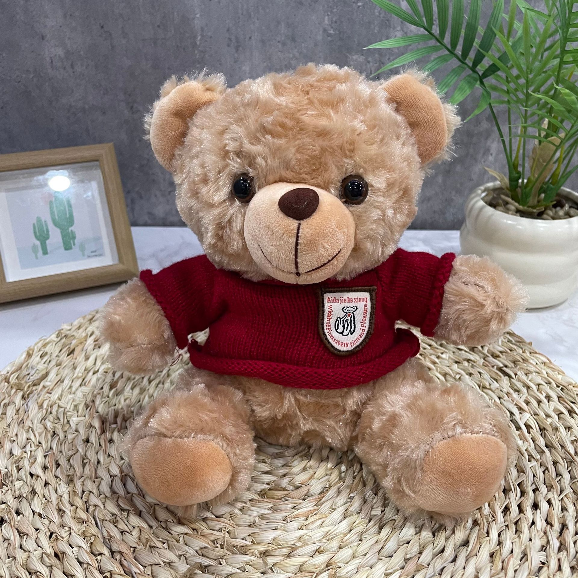 Teddy Bear se puede imprimir LOGO evento de vacaciones muñeca regalo para el hogar adornos de escritorio abrazar juguetes de peluche
