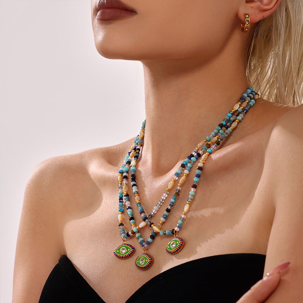 Creative organic ethnic necklace from pearl stainless steel
