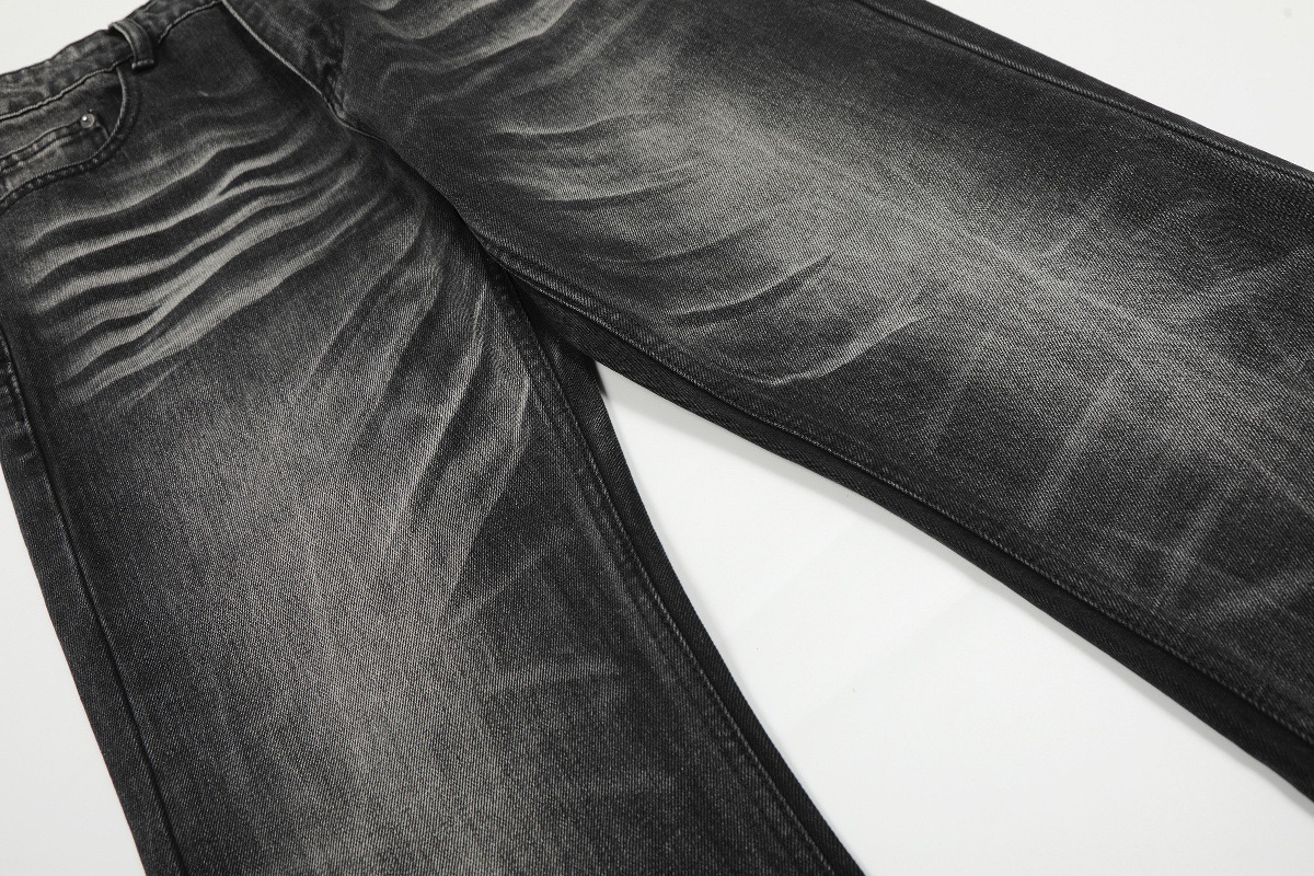 Curved Wash Distressed Slimming Jeans American Style High Street Slightly Flared mid Waist Long Non-Stretch Softener_mkmklike.com