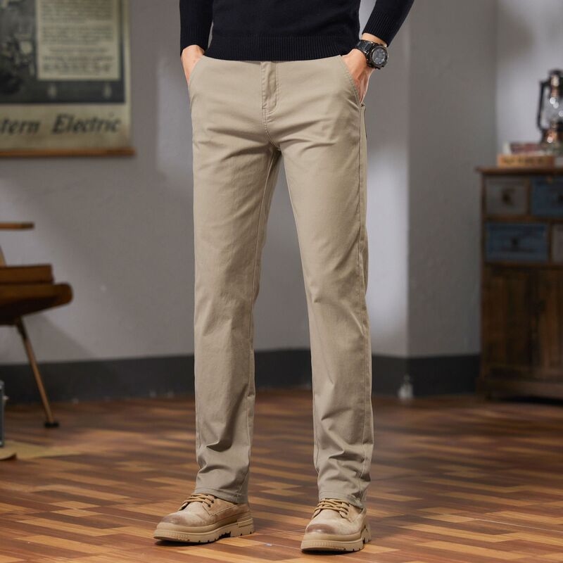 Spring and Autumn Men's High-End Cotton Casual Pants 2025 Autumn New Business Stretch Slim Straight-Leg Slim Long Pants Spring and Autumn Men's High-End Cotton Casual Pants 2025 Autumn New Business Stretch Slim Straight-Leg Slim Long Pants