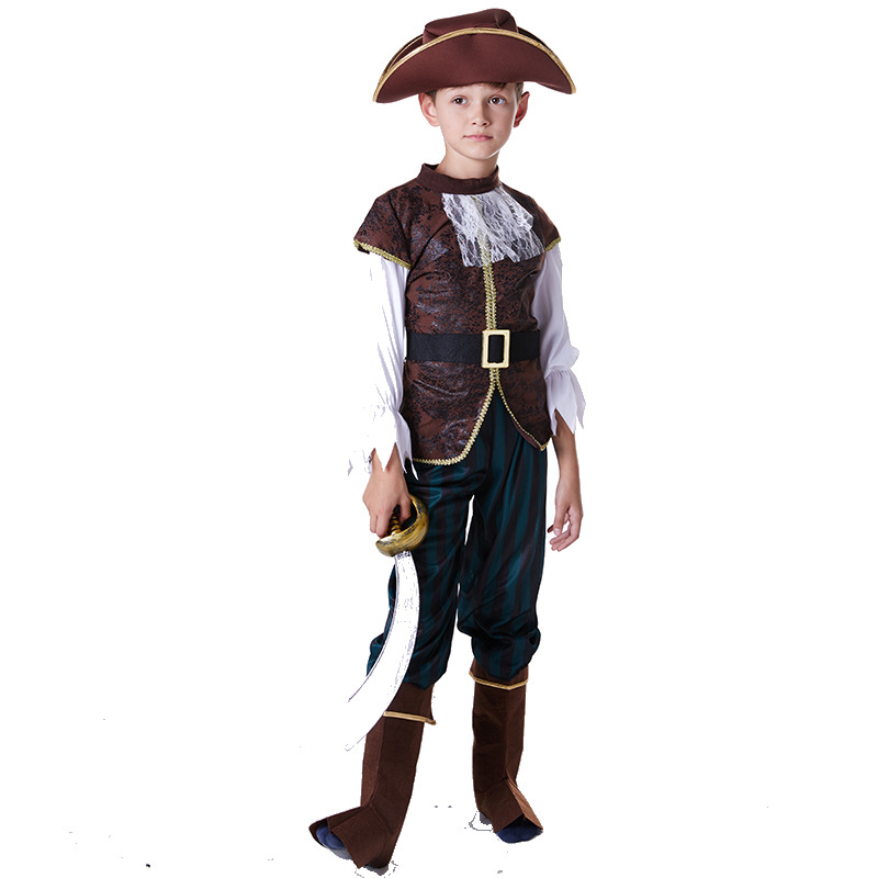 Halloween Kids Costume Male Masquerade Party Pirate Costume Jack Pirate Toddler Pirates of the Caribbean Costume
