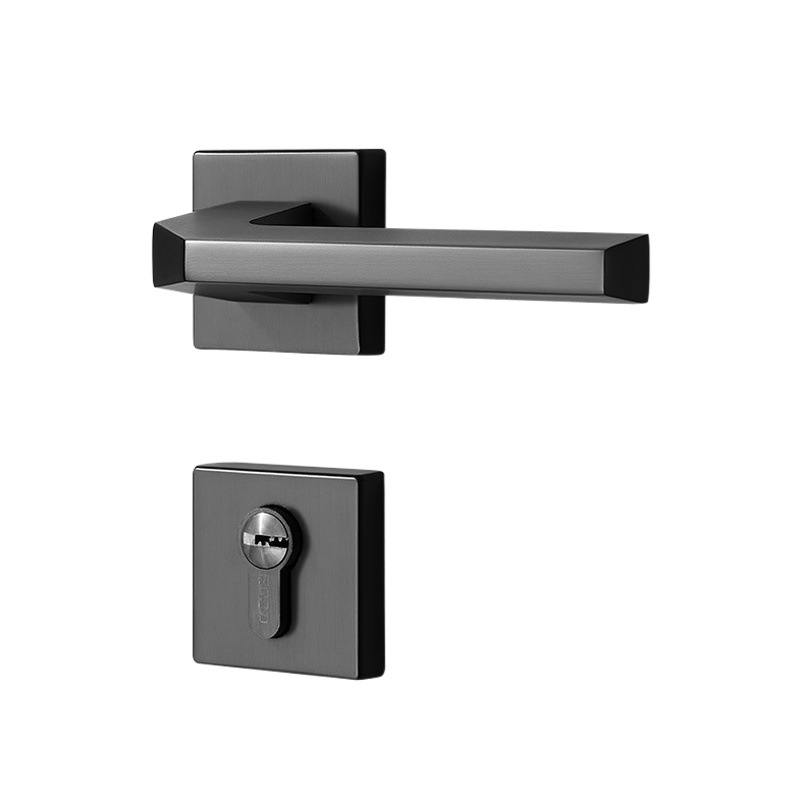 BAGB cerradura de puerta interior gris de estilo americano cerradura de puerta de habitación de dormitorio simple de estilo europeo del norte magnético mudo negro y gris cerradura dividida