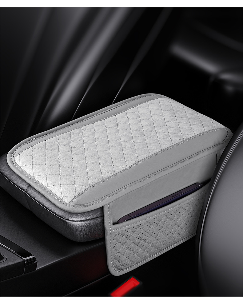 Plush Car Armrest Pad Heightening Storage Bag Car Multifunctional