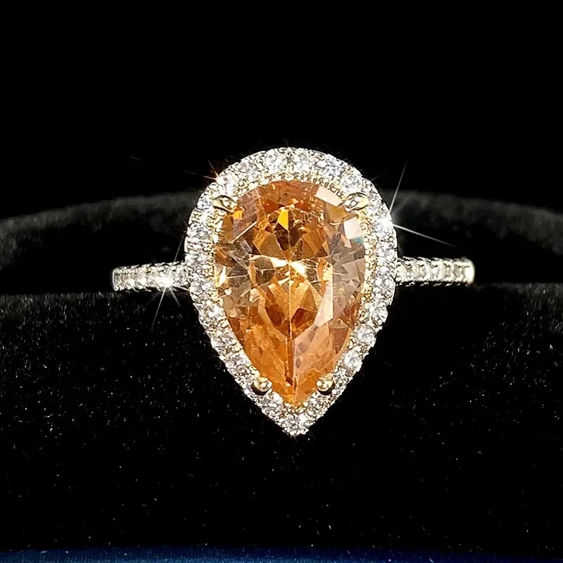 Inlay Design Copper Simple Style Shiny Inlay Water Droplets Zircon Rings