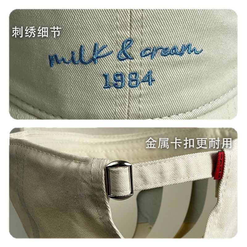 agujero nuevo sombrero de béisbol bordado de letras mujer simple cara pequeña gorra de lengua de goma ancha primavera y verano sombrero de pareja hombre