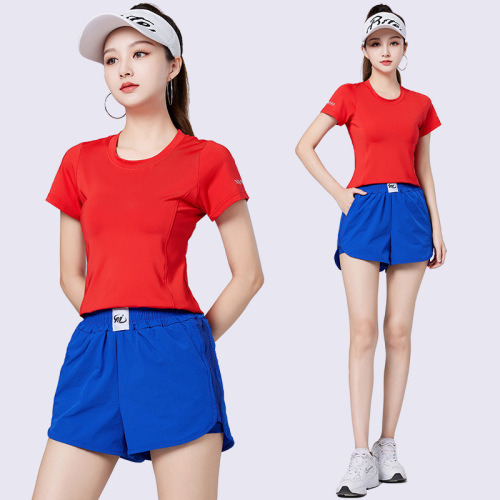Mo Mu Daxia Square Dance Clothing New Women Quick-Dry Short Sleeve Shorts No Show Underwear Sports Running Fitness Set