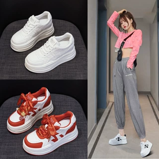 小白鞋女2026秋季女鞋厚底增高红色结婚喜庆鞋运动休闲小个子板鞋