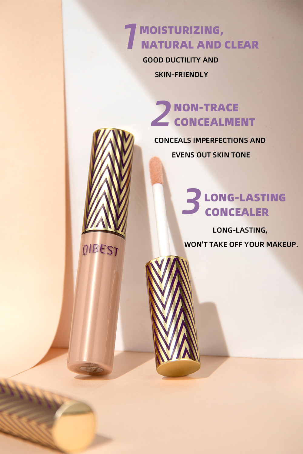 QIBEST Concealer is waterproof, sweat-proof, long-lasting, and does not easily smudge. It can cover pigmentation, acne marks, fade dark circles, and is a contouring liquid undefined