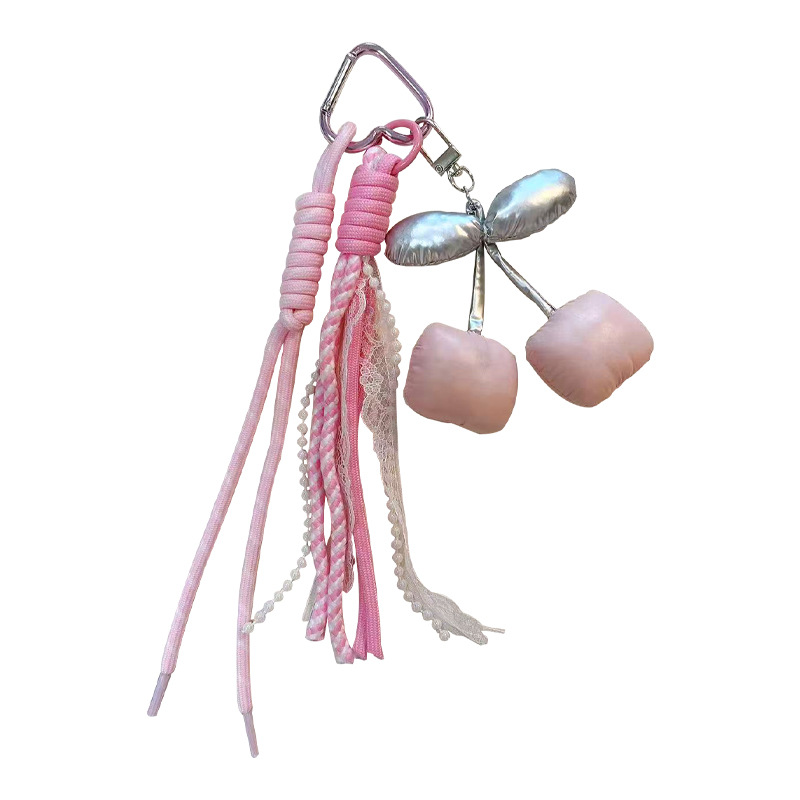Coreano dulce fresco bolsas de cereza cuerdas trenzadas encaje cuentas llaveros multicolores bolsas opcionales accesorios regalos al por mayor