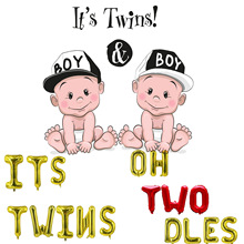 跨境OH TWODLES雙胞胎字母氣球龍鳳胎嬰兒周歲生日布置鋁膜氣球