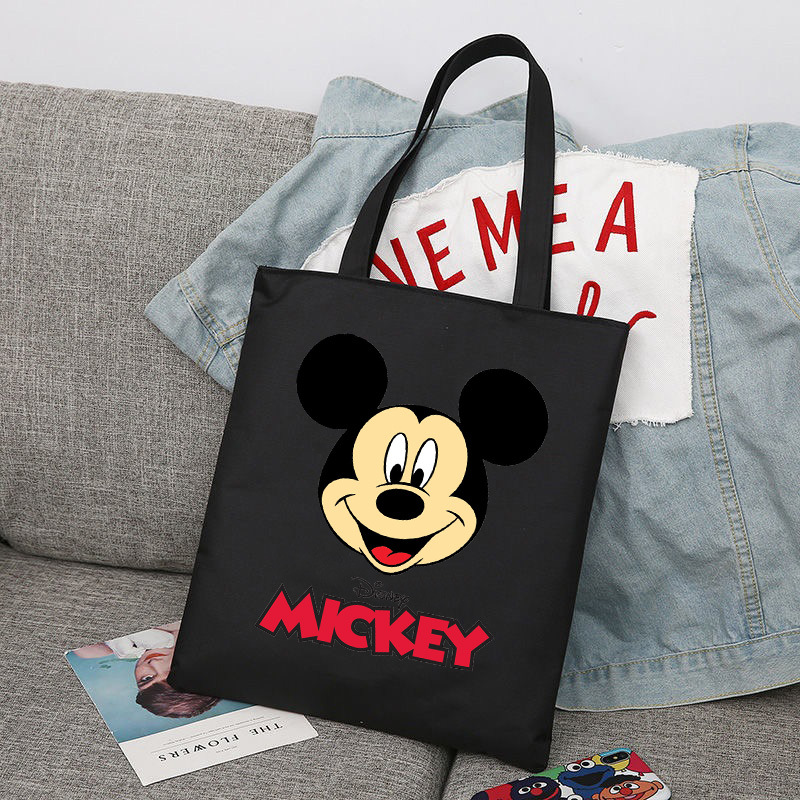 Mickey Minnie Mouse impreso bolsa de lona bolso de hombro bolso plegable bolso de compras