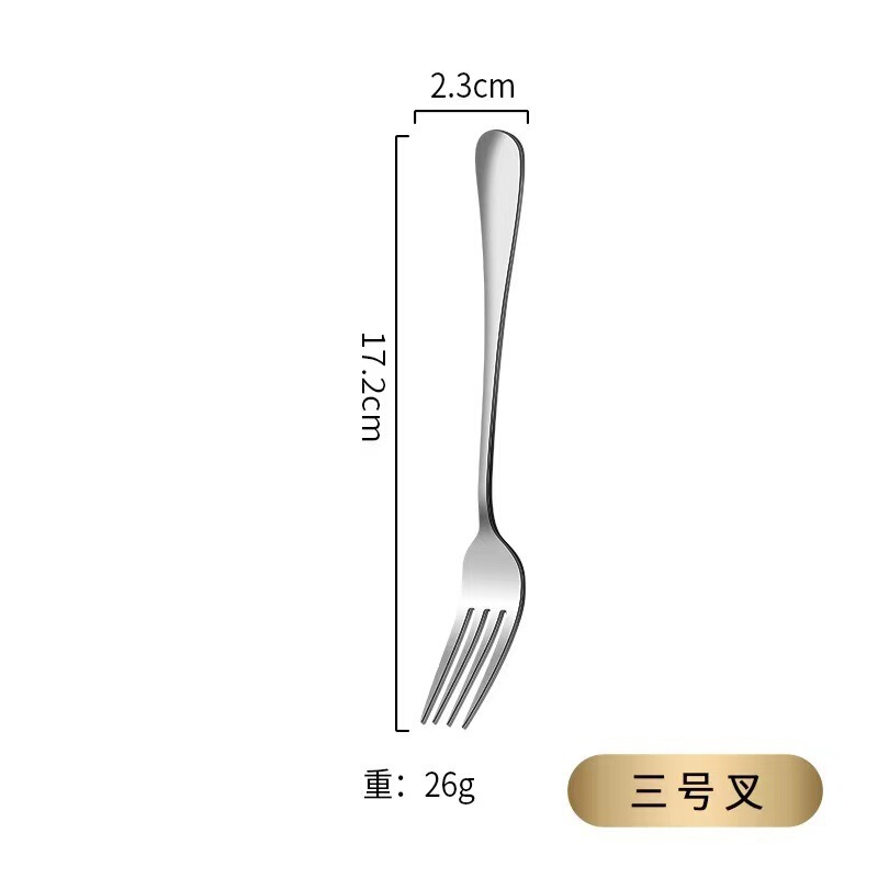跨境1010系列304不锈钢餐具 酒店西餐牛排餐叉调羹甜品勺长柄尖勺|undefined