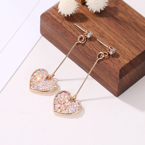 Cross-border best-selling long tassel pearl earrings for women, personality and temperament, creative geometric heart-shaped earrings, European and American earrings