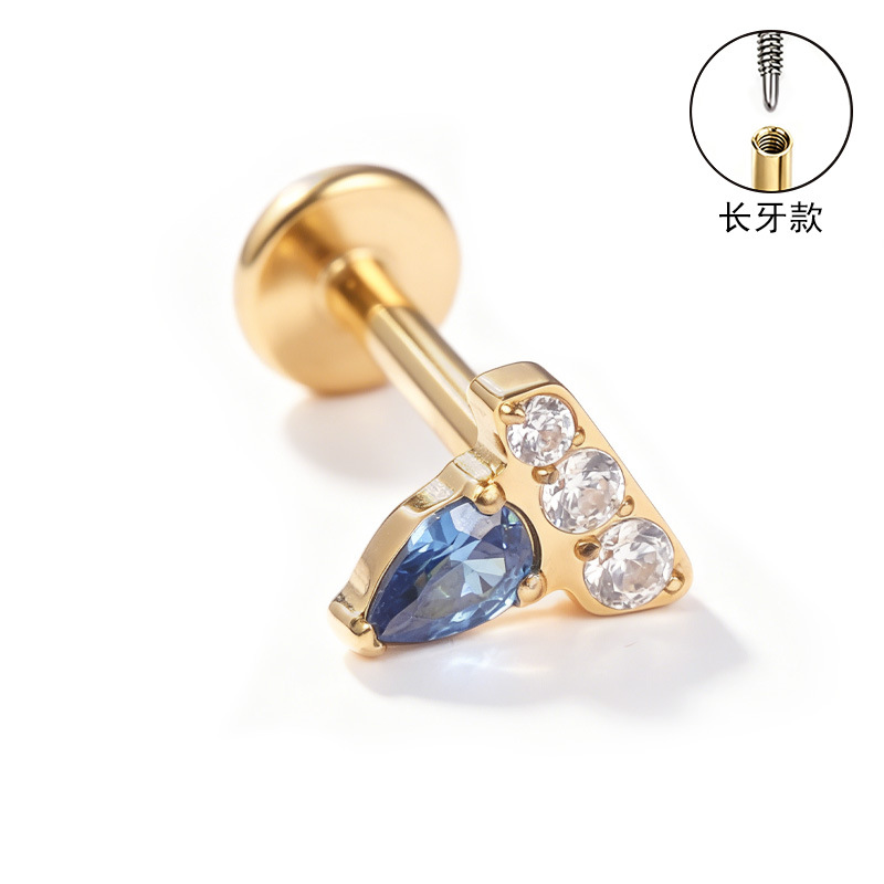 F136 Titanium Alloy Ear Studs, Carved Long Tooth Ear Bone Studs, Zirconia Lip Studs, G23 Titanium Body Piercing Jewelry detail image 10