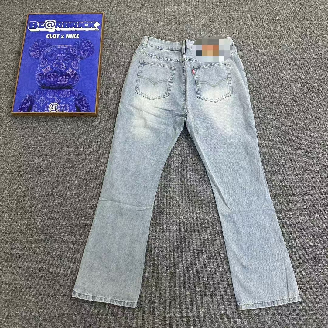 vintage517 청바지 워싱 마이크로 플레어 캐주얼 스트레이트 하이 스트리트 클린핏 워싱 청바지 남성용