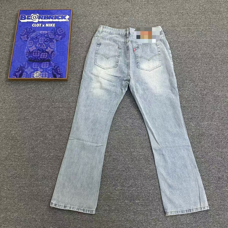 Vintage517 Jeans Washed Micro-Flared Casual Straight High Street Cleanfit Washed Jeans for Men
