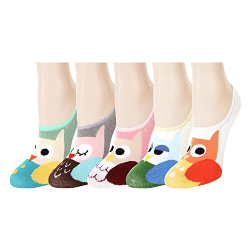 Búho verano silicona antideslizante invisible Calcetines Mujer antideslizante verano barco calcetines búho serie