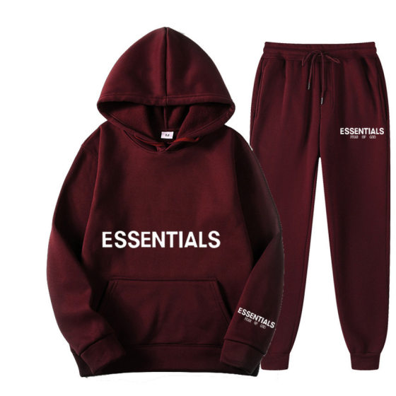 Cross-border AliExpress men's sweater fleece-lined European and American sports printed hoodie double line chest LOGO female casual suit