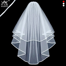 新娘结婚头纱欧美婚礼愿望派对网红拍照领证短款双层包边婚纱头饰