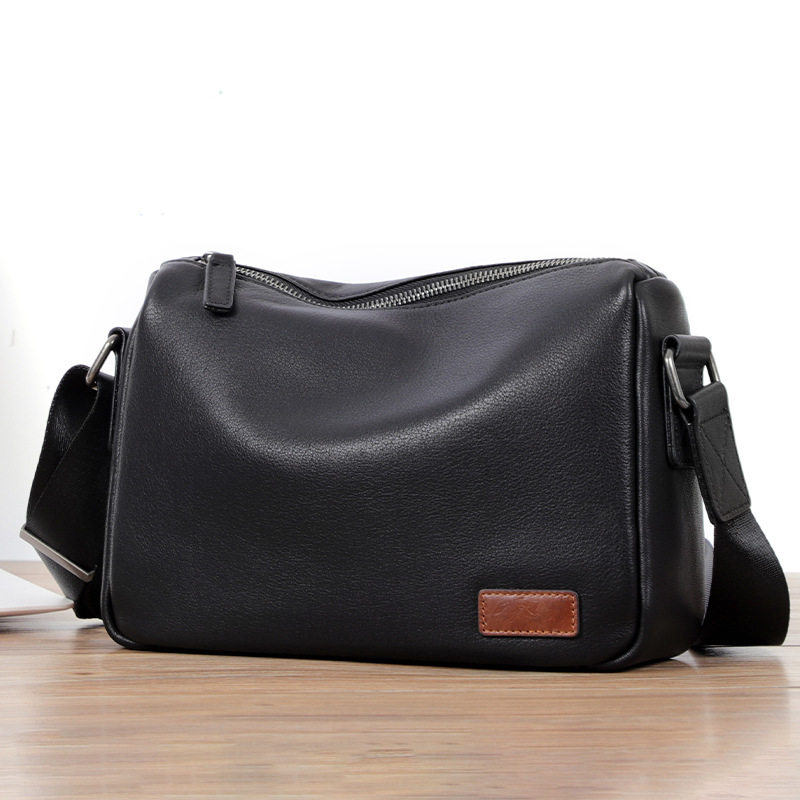 Túi đeo chéo nam da bò thật dạng hộp nhỏ 29×11×17 cm — Màu đen