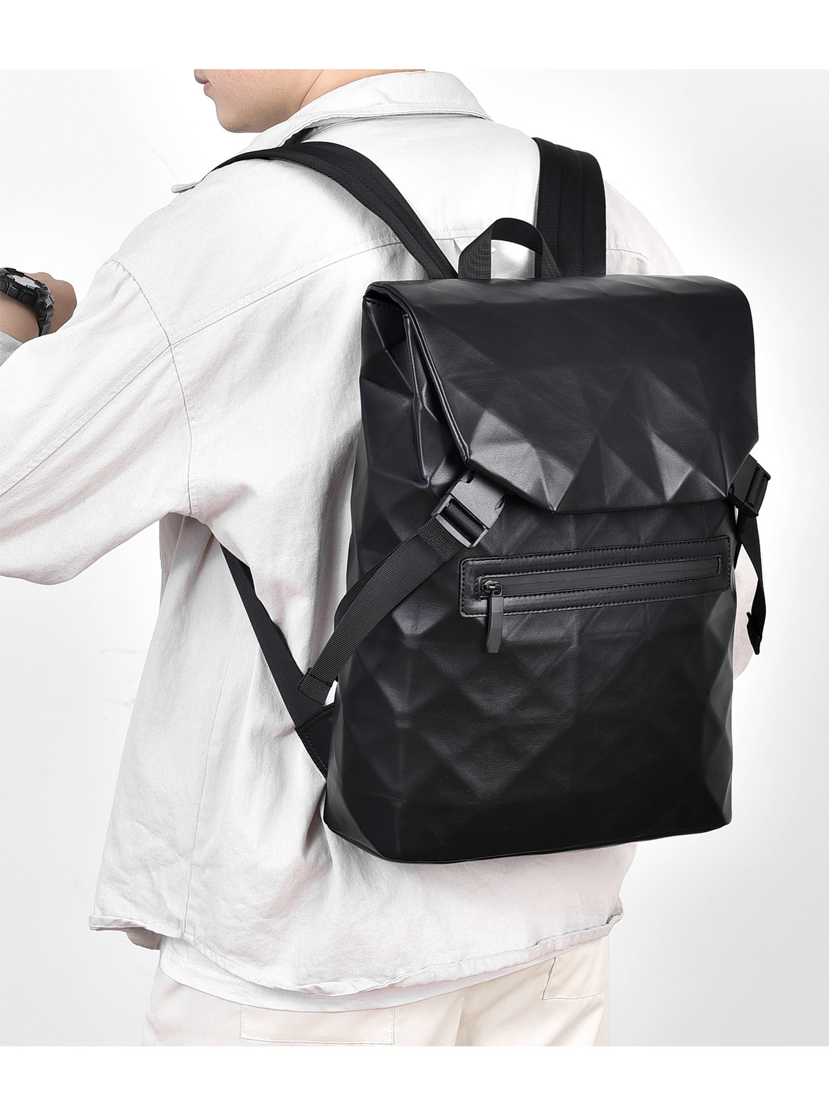New diamond-shaped men's casual backpack, business commuting, large-capacity travel, fashionable computer bag, student schoolbag undefined