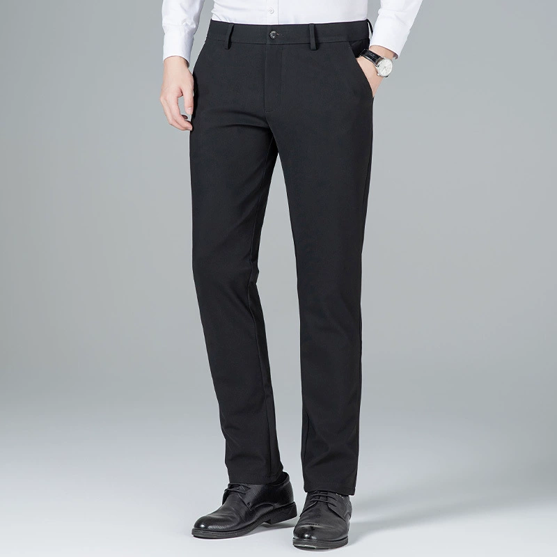 Зимние бархатные толстые мужские повседневные брюки среднего и пожилого бизнеса прямые мужские брюки высокого класса против морщин