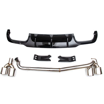 Suitable for Mercedes-Benz C-Class 10-14 Models W204 Upgrade to C63 Car Rear Lip and Tail Throat Cross-Border Exterior Modification Accessories (Fixed wind wing) - black-tail-lip-silver-tail-throat