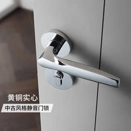 猎睿现代简约室内卧室家用门锁静音实木房门把手金色机械执手锁房