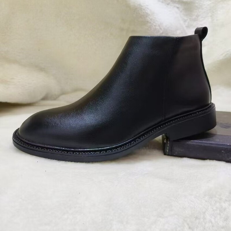 Chelsea Boots Men's Autumn and Winter Genuine Leather fleece-lined Short Boots British Style High-top Fashionable All-match Warm Leather Boots Chelsea Boots Men's Autumn and Winter Genuine Leather fleece-lined Short Boots British Style High-top Fashionable All-match Warm Leather Boots