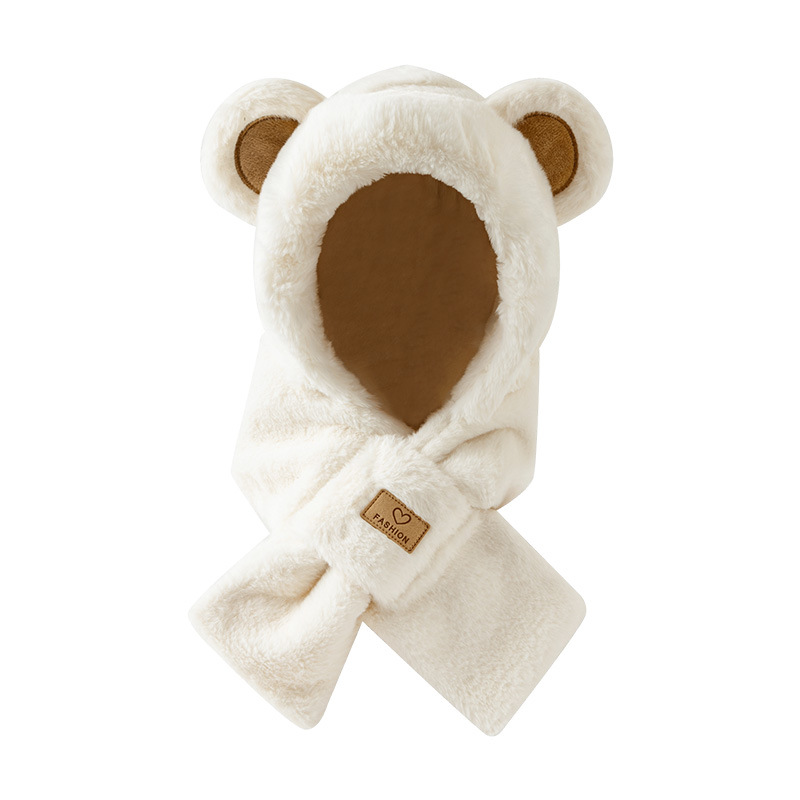 Dibujos animados lindo oso sombrero bufanda una mujer invierno frío máscara cálida babero montar felpa traje de tres piezas image 7