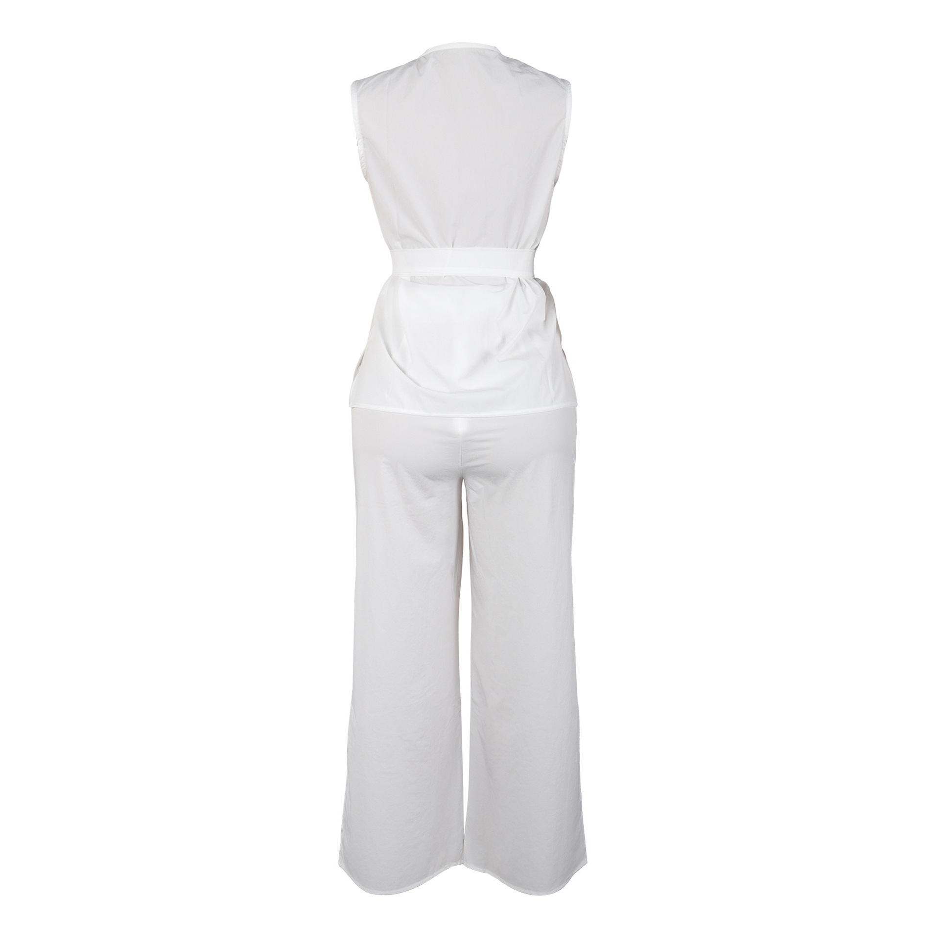 Elegant Sleeveless Vest & Wide-Leg Pants Set – Breathable Polyester Two-Piece Outfit (White/Pink/Yellow/Orange, S-3XL)​_ecoleips.com